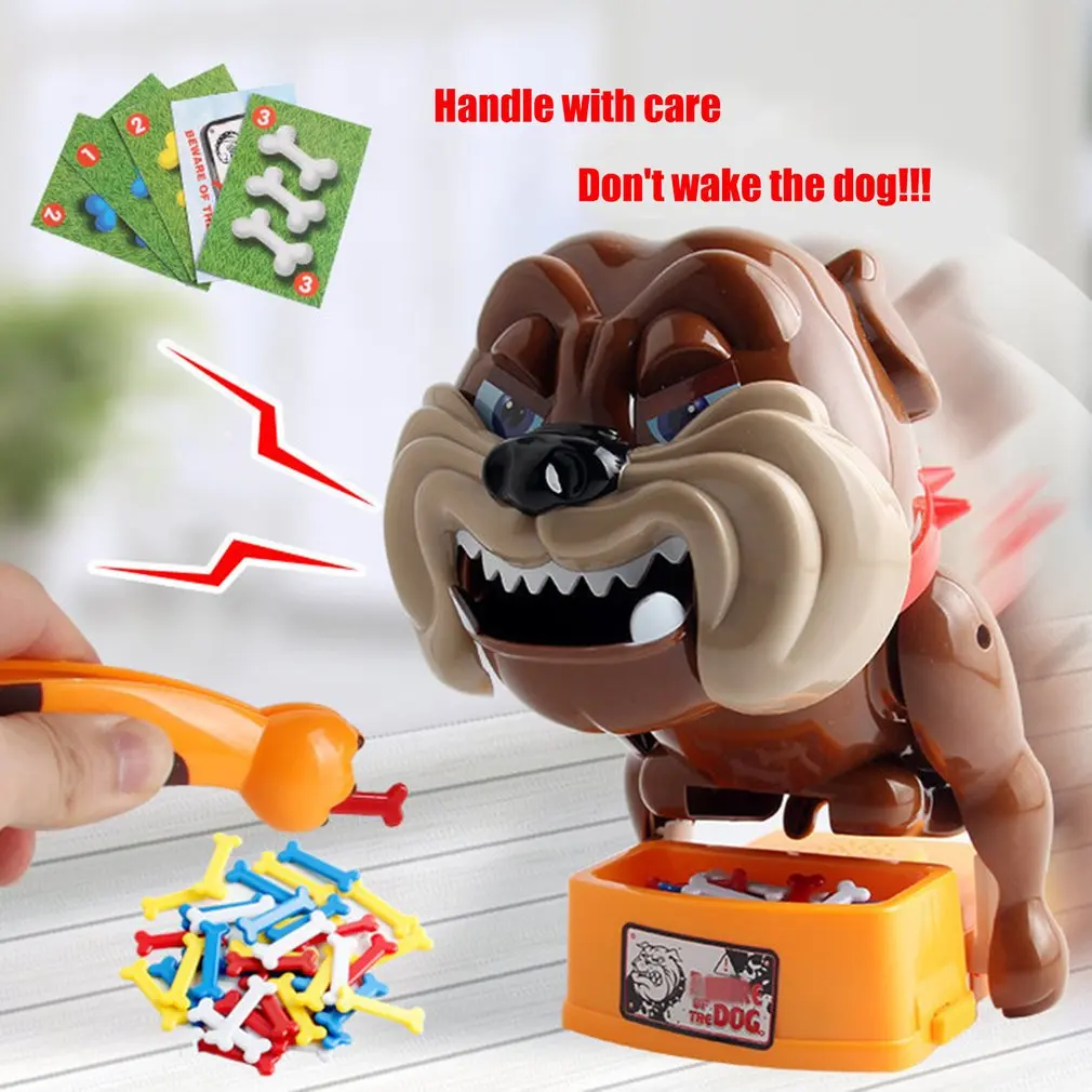 Besegad Funny Tricky Games Bad Dog Chew Bone Action Games Biting Wake Dog Interactive Toys for Party Family Parents Kids Friends