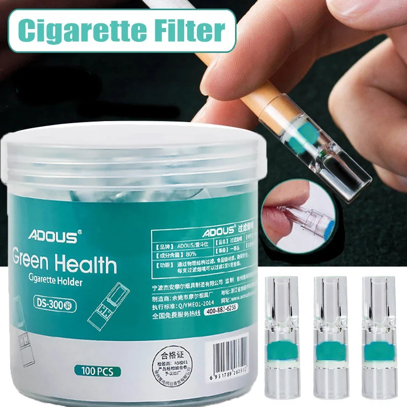 100pcs Healthy Disposable Smoking Filter Pipe Reduce Tar Filter Holder Cleaning Container Smoking Accessories Tobacco Cigarettes