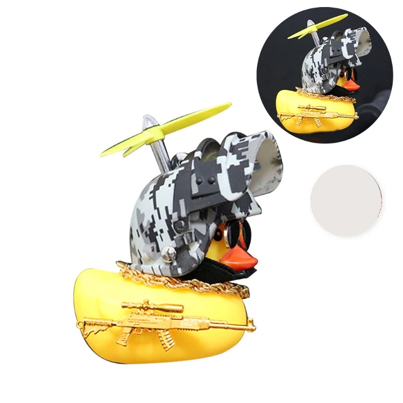 Creative Yellow Duck with Propeller Helmet Ornaments Non-toxic Silicone Duck Toys for Children