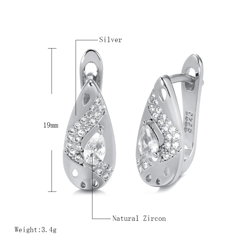 Kinel Hot Trendy Bride Wedding Stud Earring For Women Paved Cubic Natural Zircon Gold Color Earrings Engagement Jewelry
