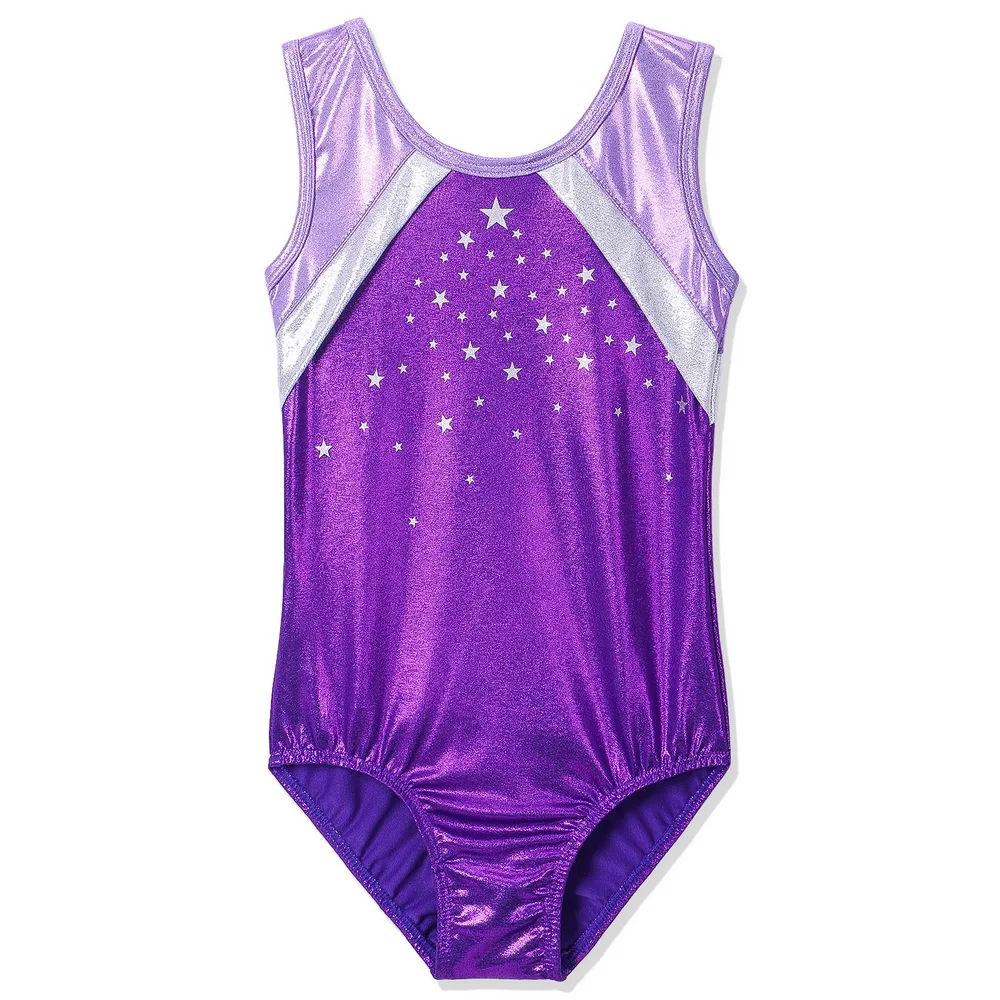 BAOHULU Girls Ballerina Ballet Leotard Star Design Gymnastics Leotard Sleeveless Splice Dance Ballet Jumpsuit Bodysuit for Child