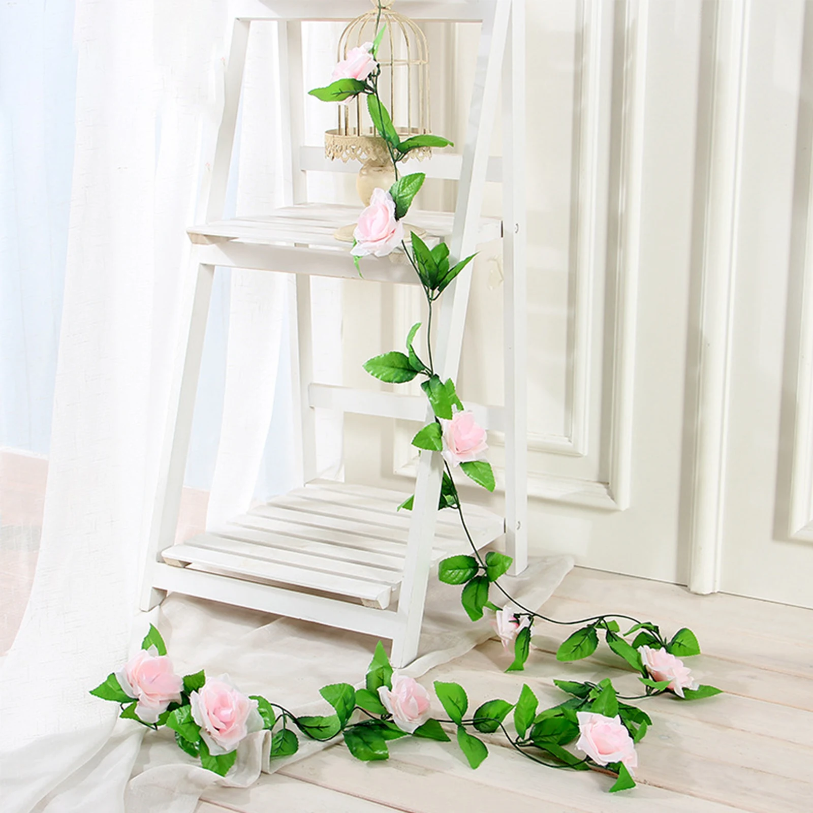 Artificial Roses Flower Vine Beautify Wedding Party Home Romantic Atmosphere Decoration Door Wall Balcony Fence Window Decor