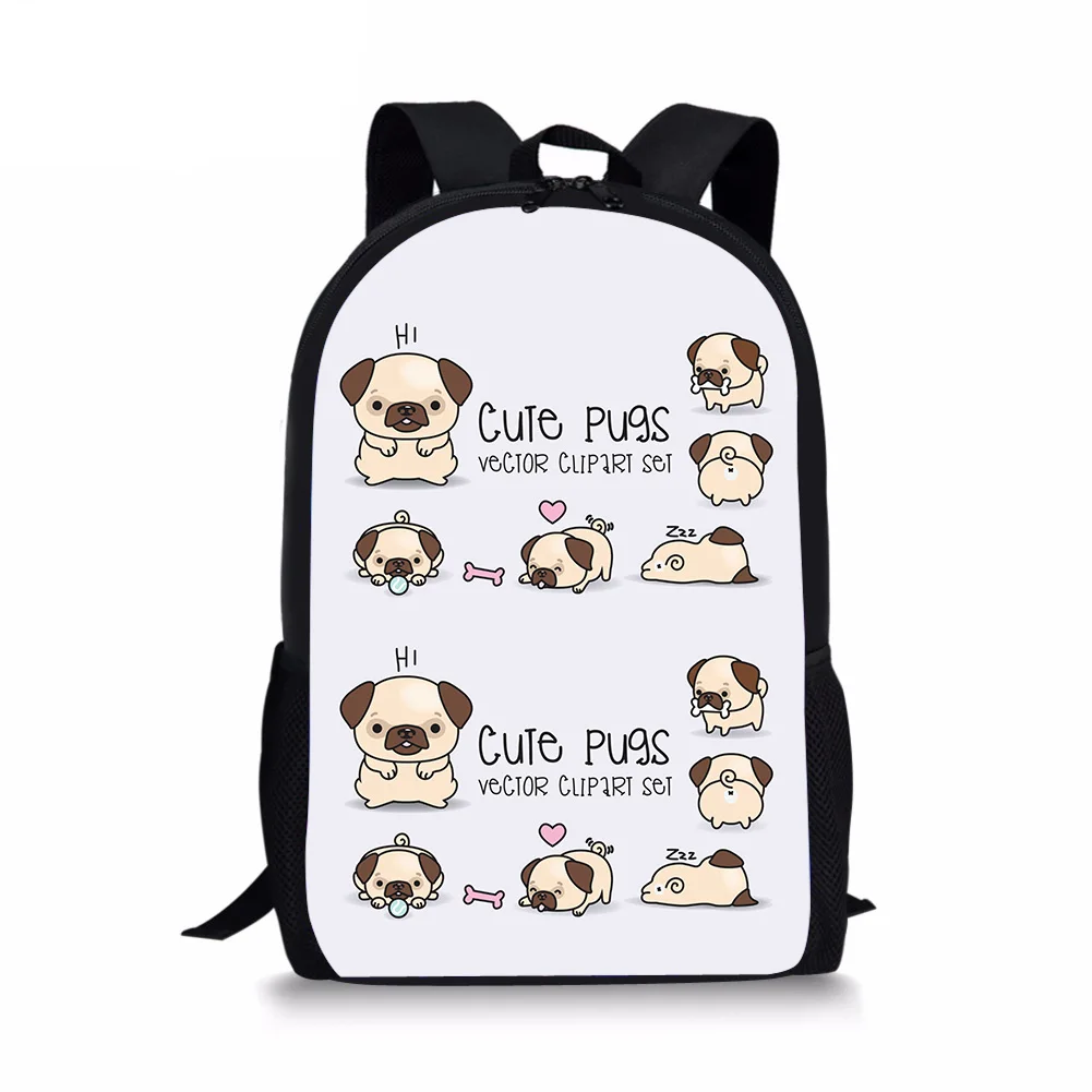 

Cute Schoolbag Fashion Kids Cartoon Pug Dog Print Backpacks For Children Teenage Girls Boys School Student Mochila