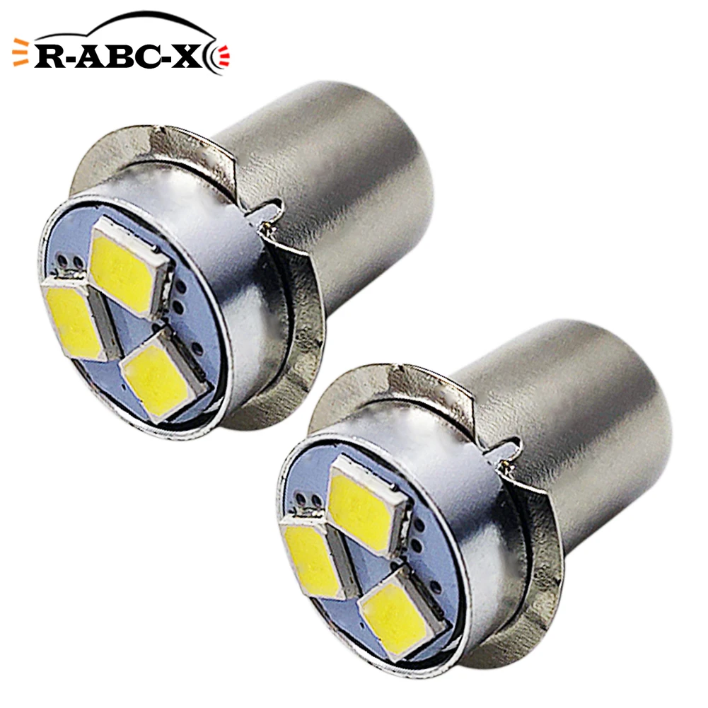 RUIANDSION 2Pcs P13.5S PR2 AC/DC 3V 4.5V 6V 12V 18V Bike Tail LED Bulb 4300K 6000K Nopolar For 2D 3D 4D Maglite Flashlight 150Lm