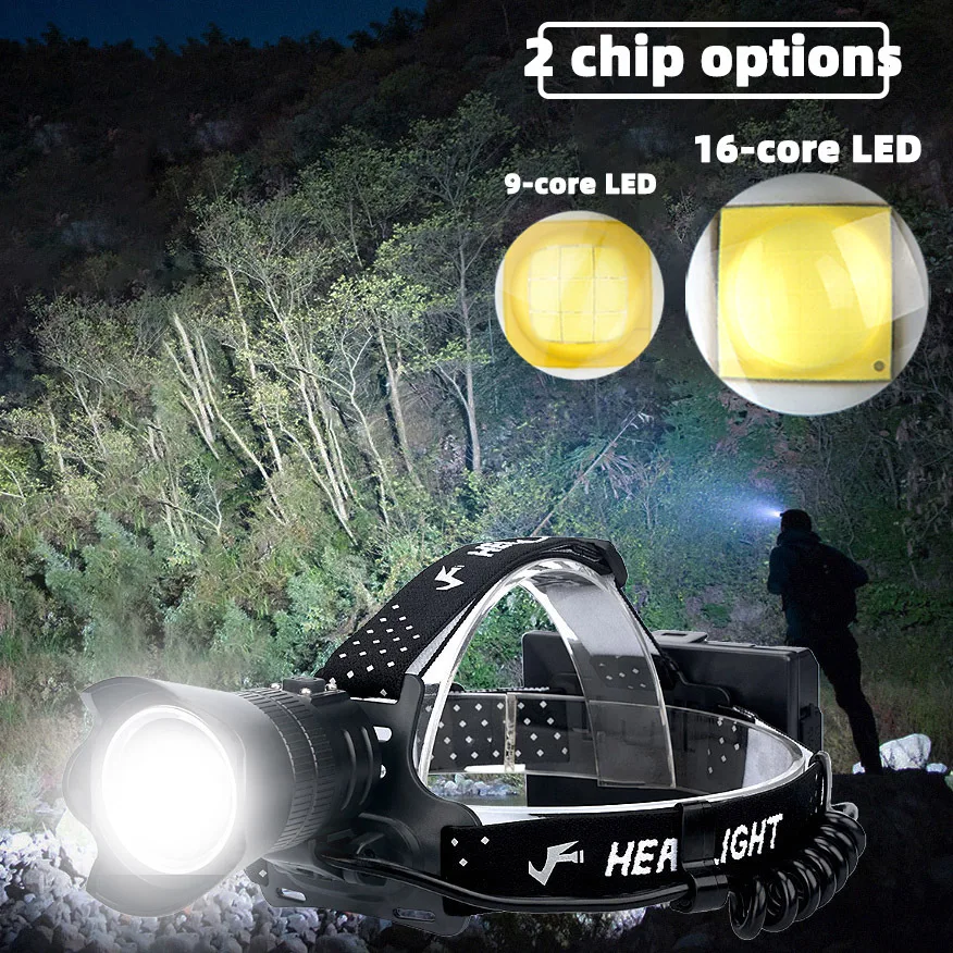 

D2 Super XHP160 Most Powerful Led Headlamp XHP99 High Power Led Headlight 18650 Rechargeable Head flashlight Fishing Head Lamp