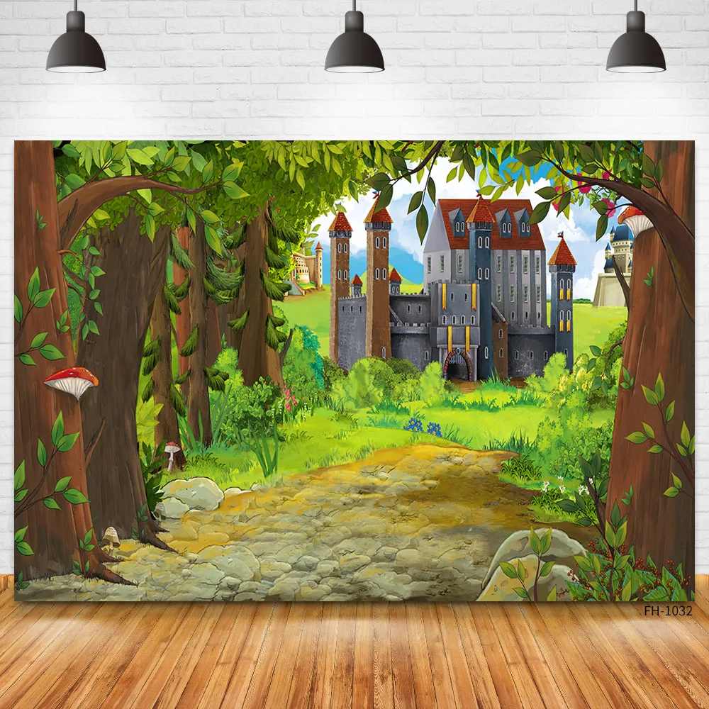 Dreamy Castle Photocall Wonderland Forest Jungle Road Birthday Party Backdrop Fairy Princess Photography Background Photo Studio