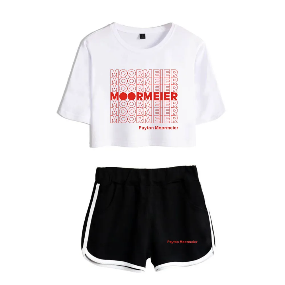 Summer Track Suit Women 2 Piece Set Payton Moormeier Crop Top Shorts Two Piece Outfits Woman Tracksuit Sportwear Twopiece