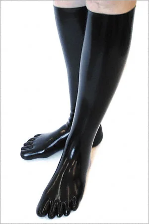 Hot Sale Retail Latex Fetish Socks Black  Long Stockings With 5 Toes Adult Unisex Long Stockings S/M/L