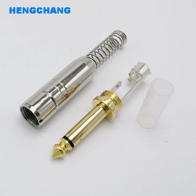 Mono 6.35 มม.เสียง 1/4 นิ้ว 6.35mm ปลั๊กฤดูใบไม้ผลิป้องกัน