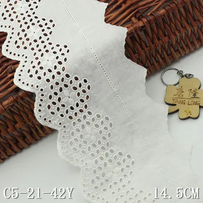 2 ярда, ширина 14,5 см, 100% хлопок, вышивка, кружева для ремесла, кружевная ткань, венецианская хлопковая ткань, искусственное украшение