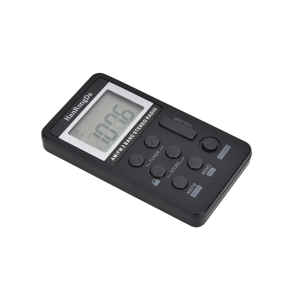 راديو صغير محمول AM/FM ثنائي النطاق ستيريو جيب راديو مع شاشة LCD وسماعة أذن وبطارية قابلة للشحن