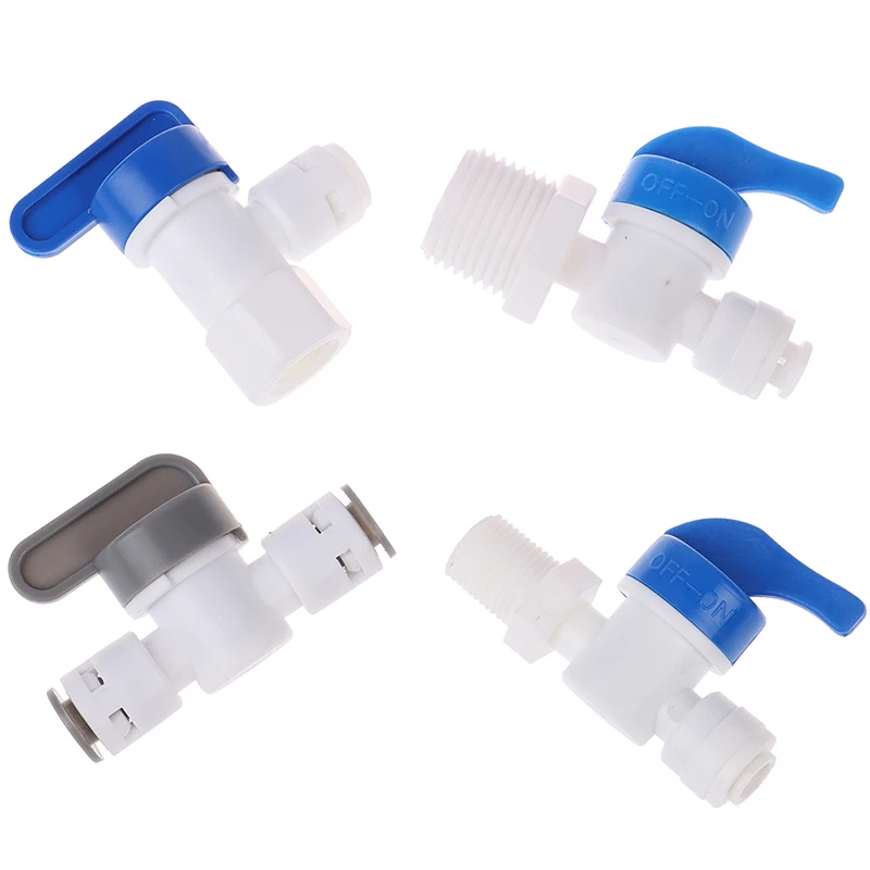 1/4 "1/2" مضمنة أنبوب الحنفية إيقاف الكرة صمام تركيب سريع اتصال حوض السمك RO تصفية المياه نظام التناضح العكسي