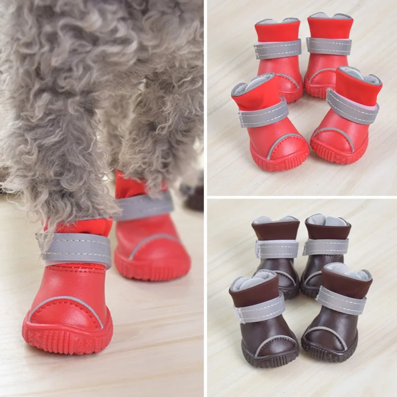 Shoes For Dogs Winter Pet Dog Shoes For Small Dogs Warm Snow Boots Waterproof Fur Non Slip Chihuahua Shoes Reflective Dog Boots