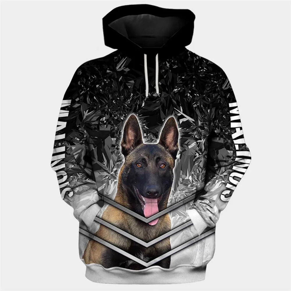 

HX Animal Hoodies 3D Graphic Kaleidoscope Dogs Belgian Malinois Hoodie Fashion Sweatshirts Pullovers Harajuku Streetwear