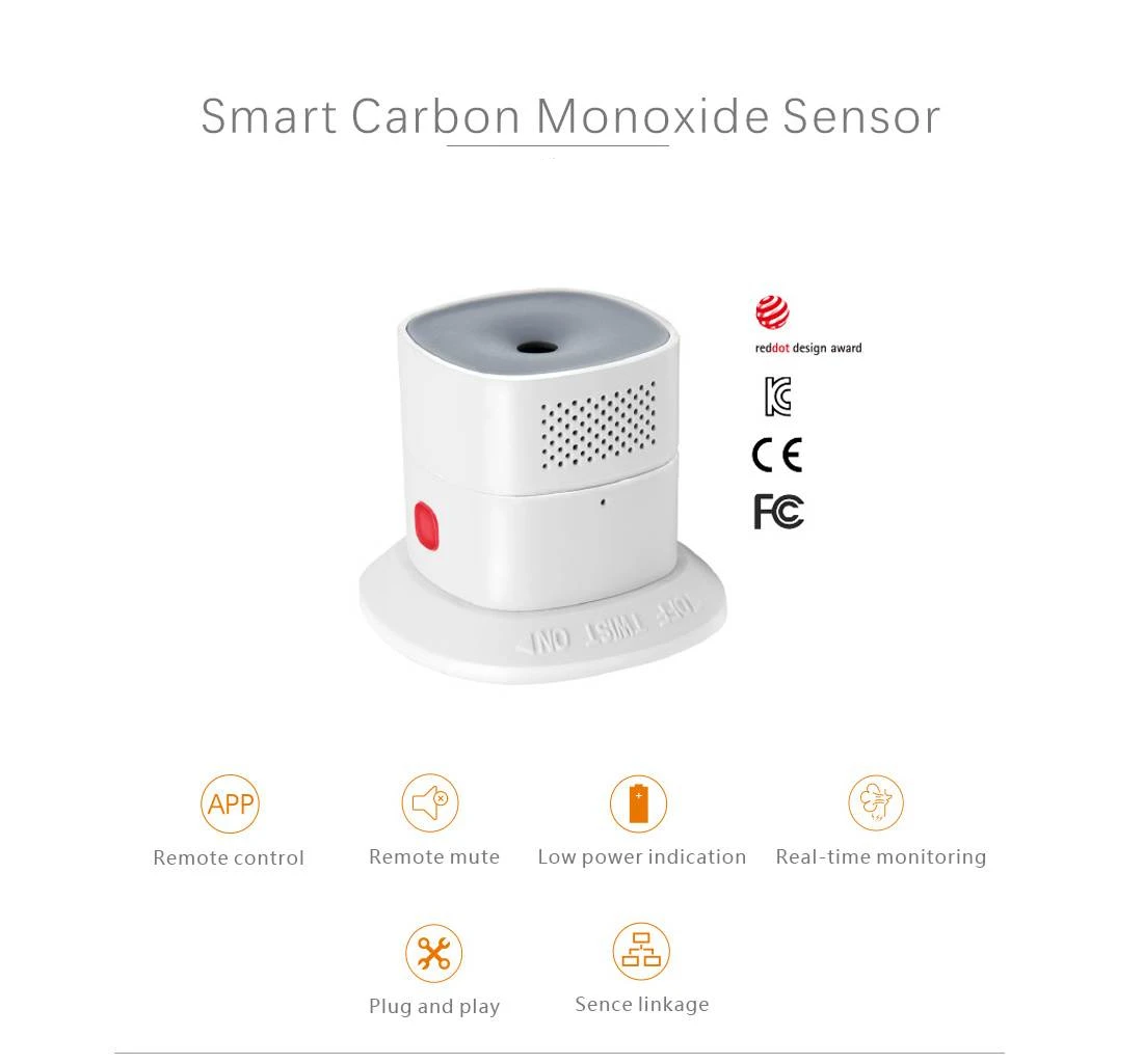 Kitchen Use Zigbee3.0 Carbon Monoxide Detector CO Gas Alarm  Compatible With SmartThing And Deconz And Home Assistant