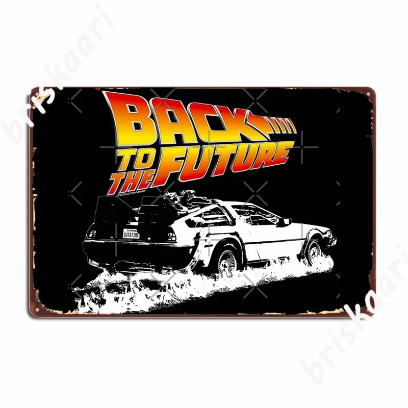 Back To The Future Delorean Fire Tracks Metal Signs Mural Classic Wall pub Garage Decoration Tin sign Posters