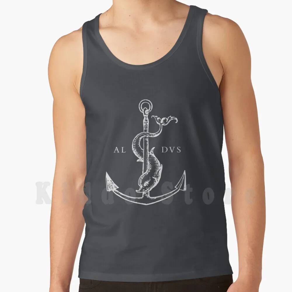 Festina Lente-Aldus Manutius Printer's Mark-White Tank Tops Vest Sleeveless Printer Mark Festina Lente Aldus Manutius