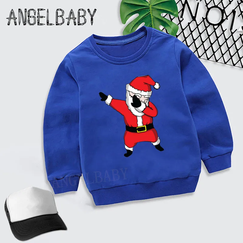 Boys Girls Sweatshirt Kids Merry Christmas Dabbing Santa Pattern Cartoon Hoodies Children Autumn Tops Cotton Clothes,KYT5112