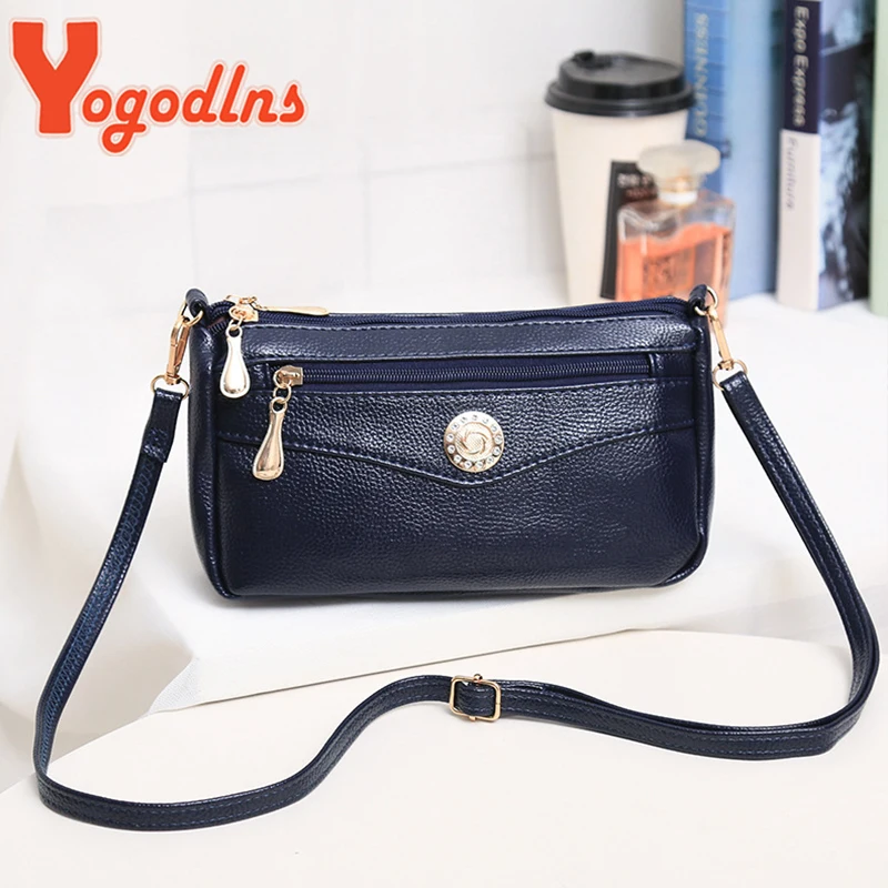 Yogodlns Vintage Crossbody Bag For Women PU Leather Shoulder Bag Multifunction Messenger Bag New Small Lady Handbag Bolso