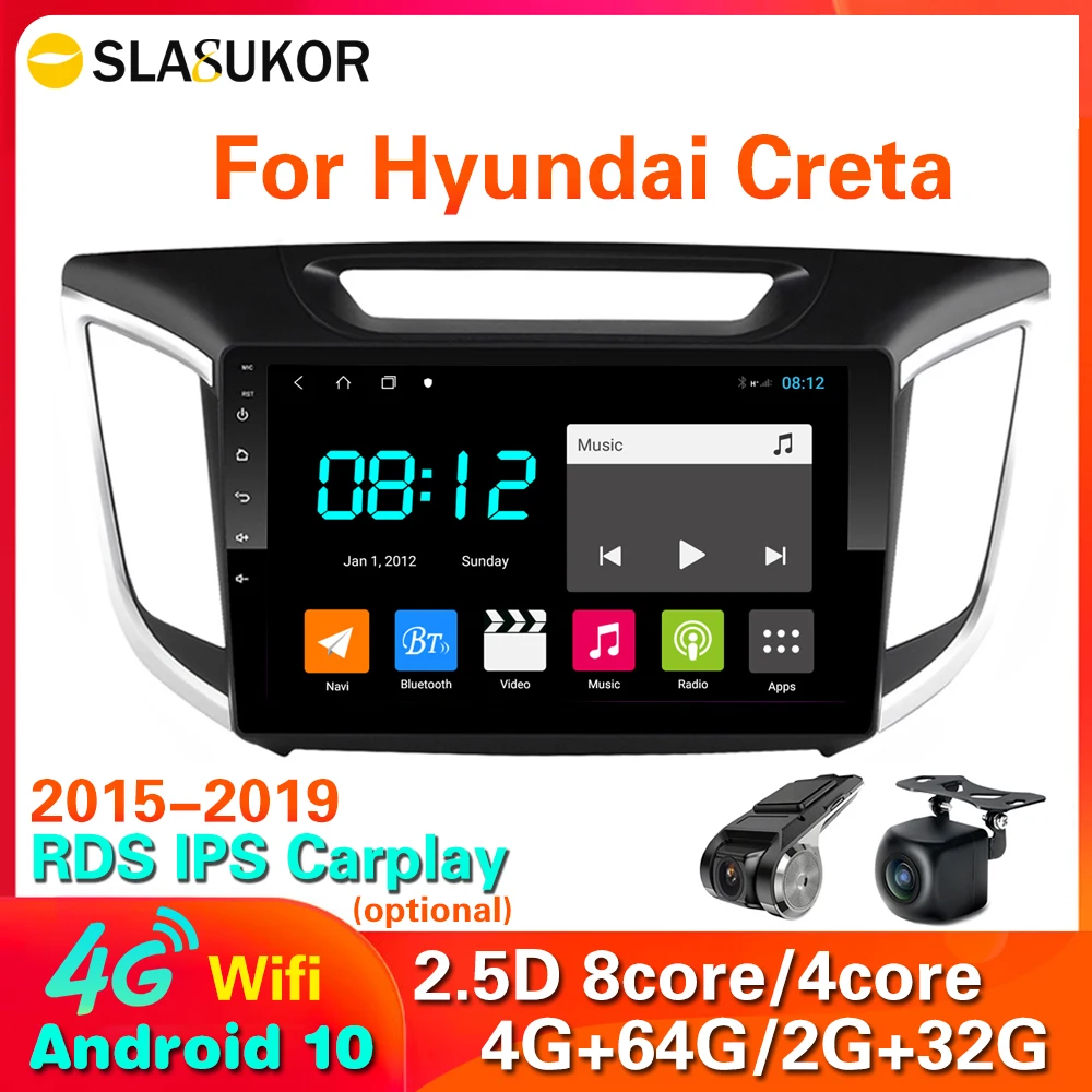 

4GB+64GB 2 Din Android 10 DSP Car Radio Multimedia Navigation GPS For Hyundai Creta ix25 2015 2016 -2019 Video Player no 2din