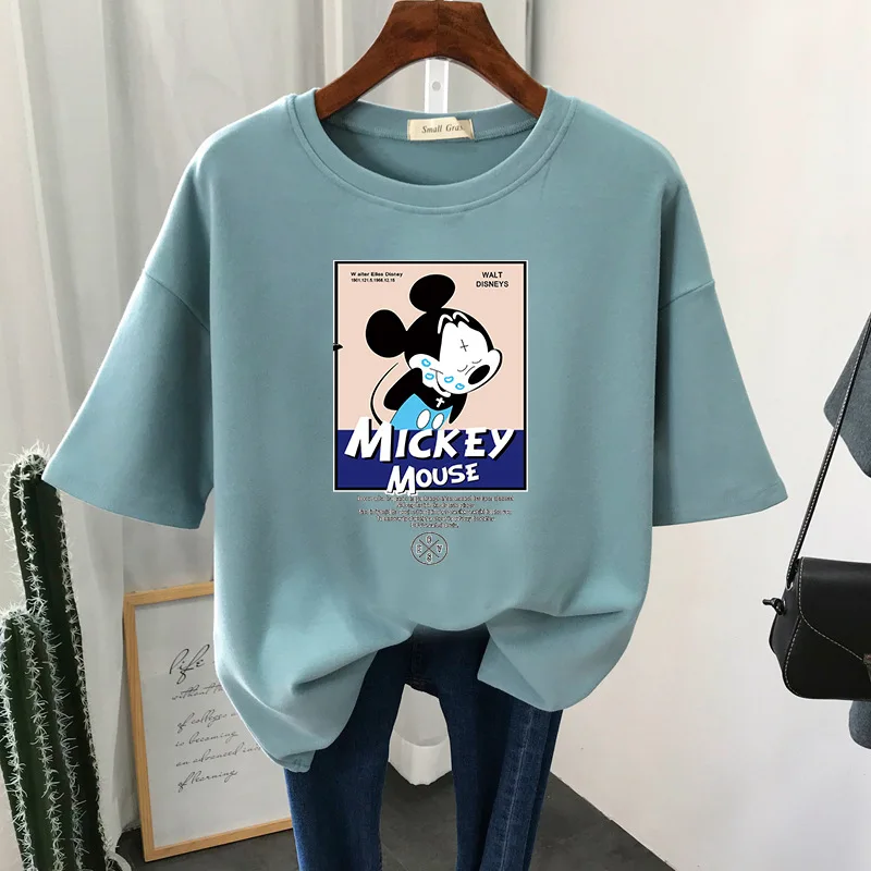 

Disney Mickey Mouse Cartoon Printing Short-Sleeved T-shirt Women Tshirt Short Sleeve Shirt Women Korean Clothes Harajuku Shirt