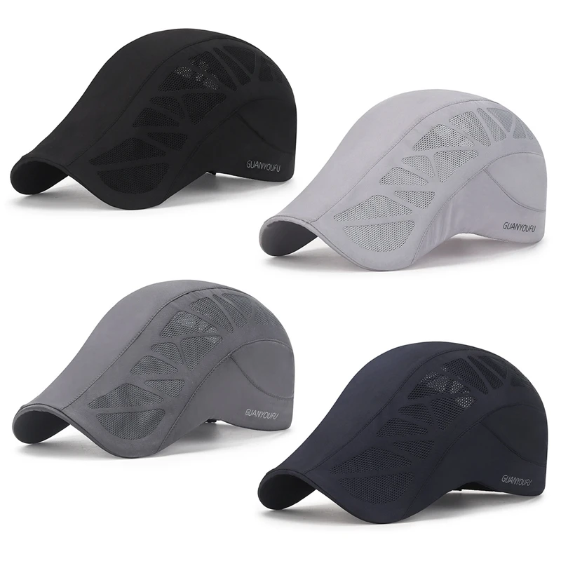 Summer Driver Hat Newsboy Cap Breathable Mesh Men Caps Male Outdoor Golf Cycling Panama Vintage Unisex Mes hBerets Flat Hats