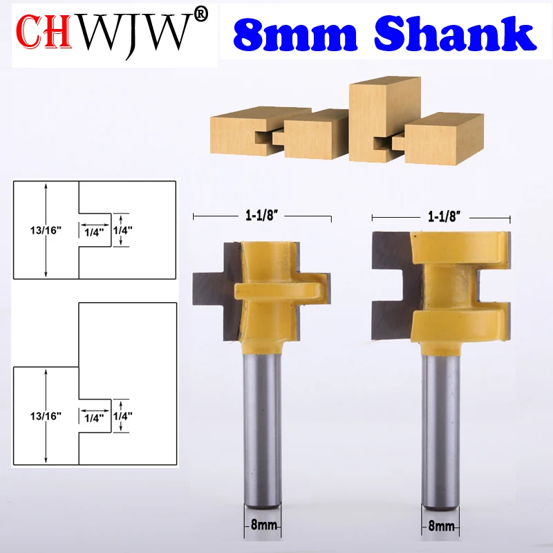 CHWJW 2pc 8mm Shank Mini Tongue & Groove Router Bit Set Line knife Woodworking cutter Tenon Cutter for Woodworking Tools