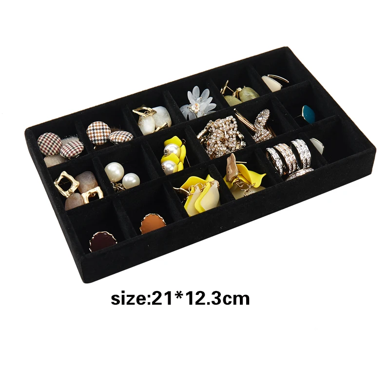 Black Drawer Velvet Jewelry Storage Tray Ring Bracelet Gift Box Jewellery Organizer Earring Holder Jewelry Display Case