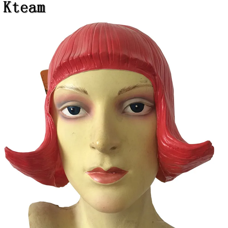 Orange/Yellow/Red/Blue/Black/Latex Wigs Pretty CD Rubber Wig Halloween Cosplay Costumes Carnival Hair Extensions Overhead Masks