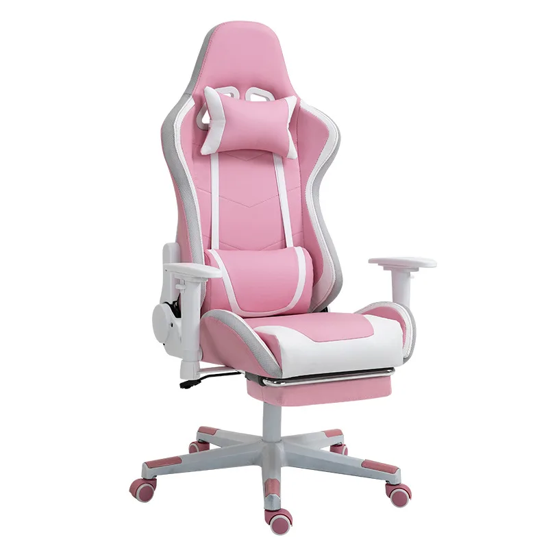 2024 hot sale upgrade with light pink cute girl game chair girls bedroom chair anchor live rotating computer chair with light