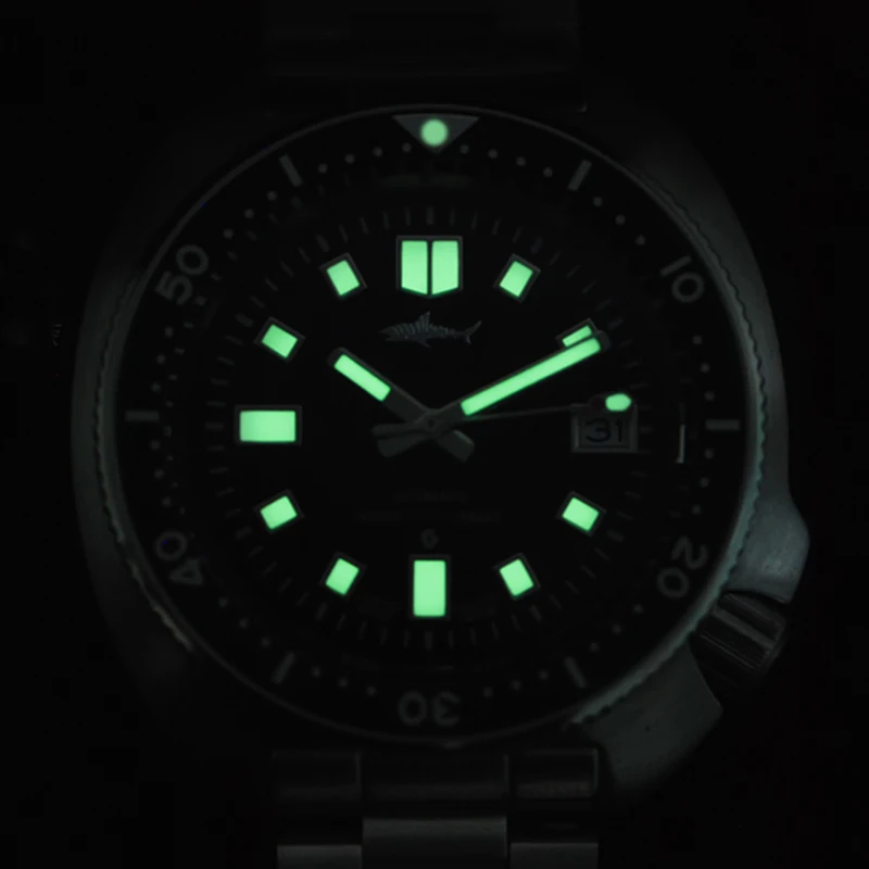 Heimdallr 6105 Turtle Captain Willard Watch Sapphire Crystal 44mm Black Dial Luminous Japan NH35A Automatic Mechanical Watches