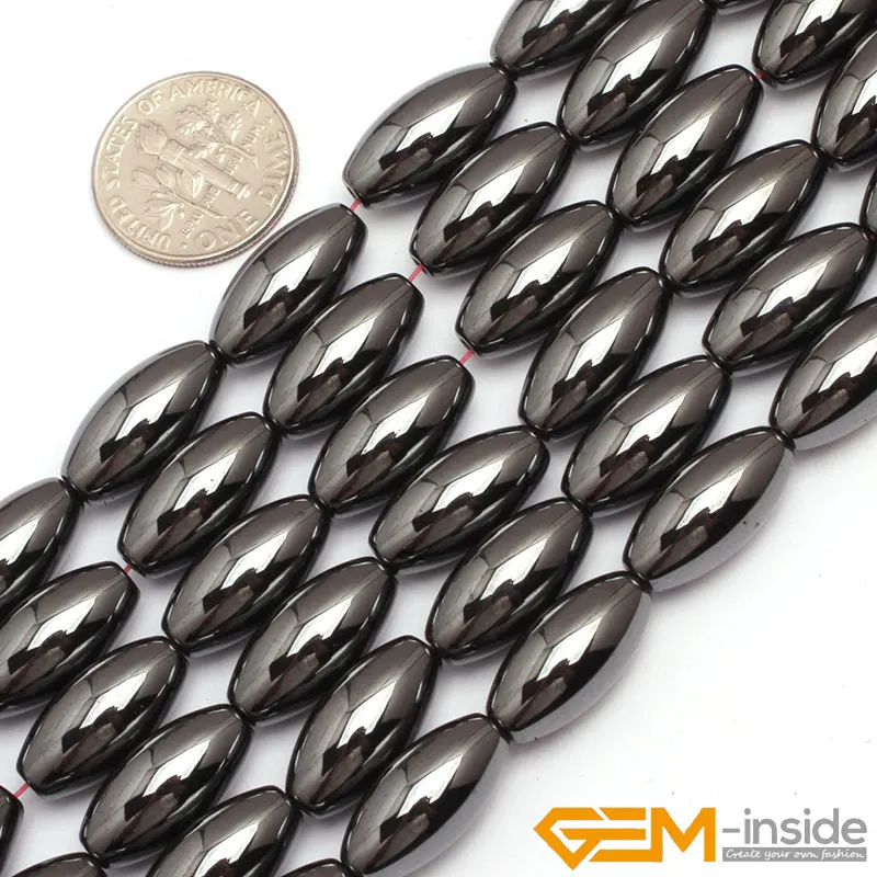 Natural Black Magnetic Hematite Rice Beads For Jewelry Making Strand 15 inch DIY Jewelry Accessorries Loose Spacer Bead For Gift