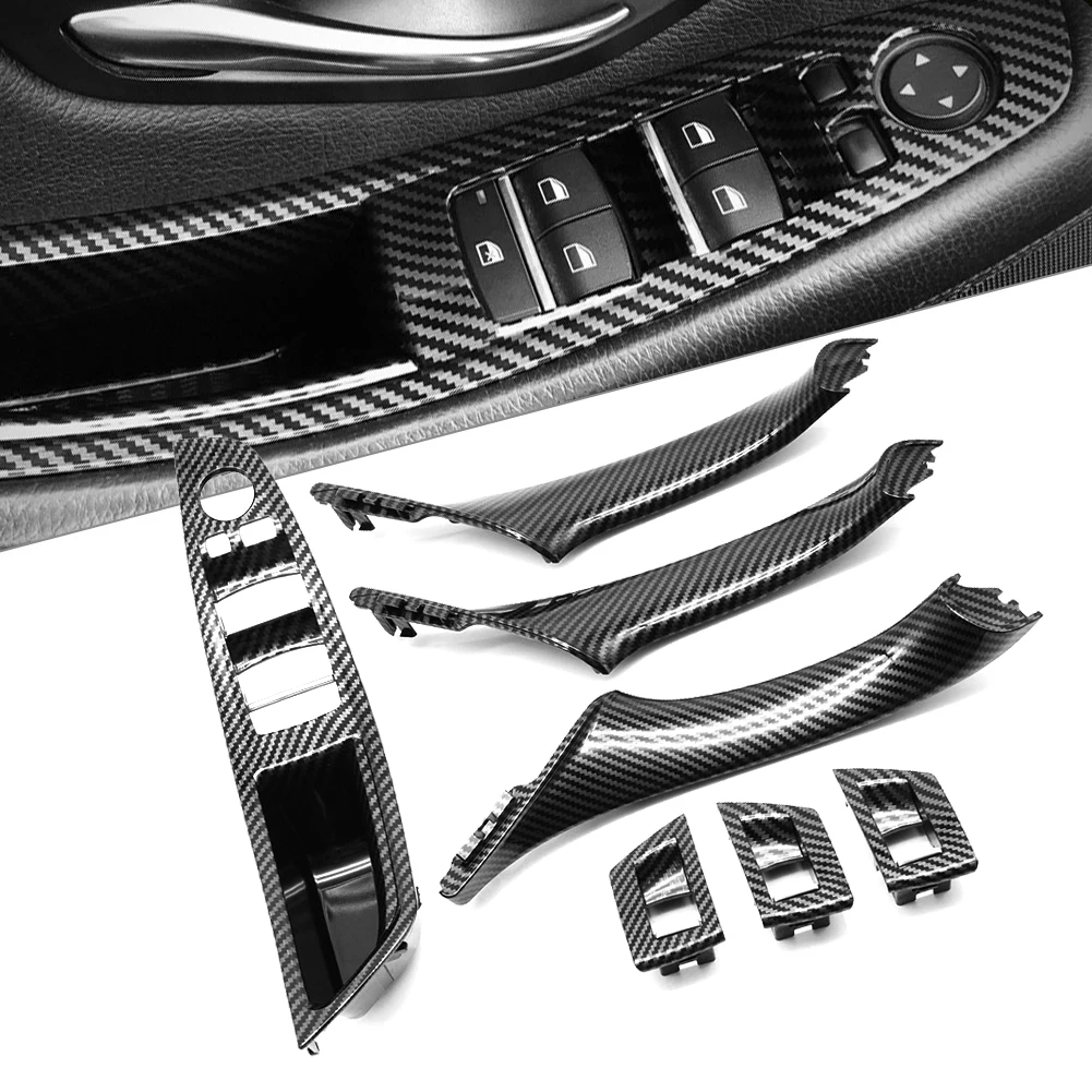 9 farben Links Stick LHD Beige Schwarz Carbon Faser Auto Innen Türgriff Pull 7PCS Set Für BMW 5 serie F10 F18 523 525 528 – Detail 15