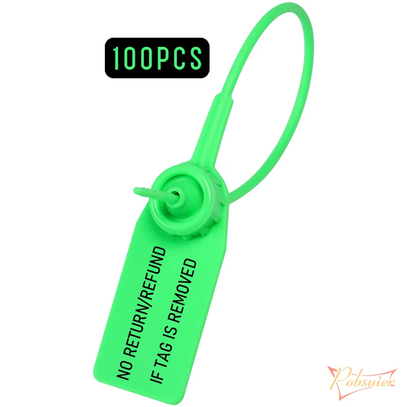 100 Stuks Wegwerp Plastic Veiligheidszegels Kleding Hang Labels Leegte Labels Voor Kleding Schoenen Tas Geen Terugkeer/Terugbetaling Als Tag Verwijderd