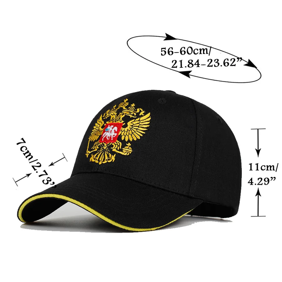 New Mens Neutral Cotton Baseball Cap Russia Badge Embroidery Snapback Fashion Sports Hat Men and women with Patriot Hat bone