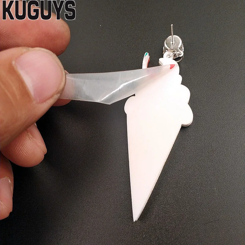 KUGUYS Lovely Summer Ice Cream Stick Earrings for Women Glitter Acrylic Long Drop Earring Fashion Jewelry Trendy Accessories