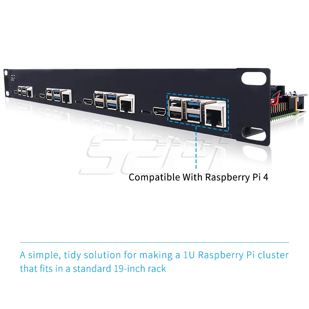 1U Rack For Raspberry Pi 4B Clusters Steel Bracket Rackmount Micro HDMI to HDMI Board TF Card to FPC Board Cooler