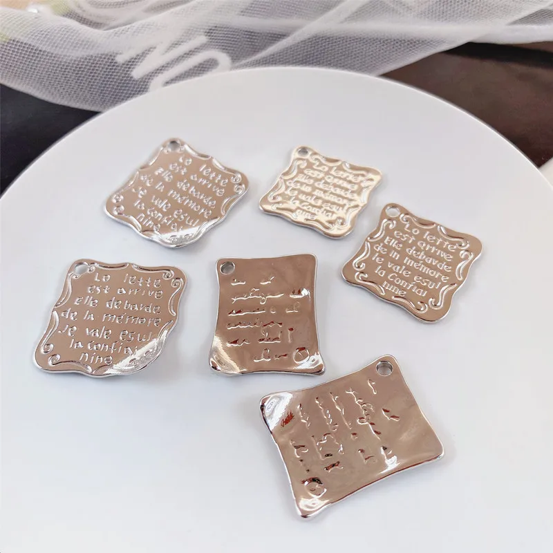 Retro style 50pcs/lot Arabic letters geoemtry irregular rectangle square shape alloy floating locket charms diy jewelry making