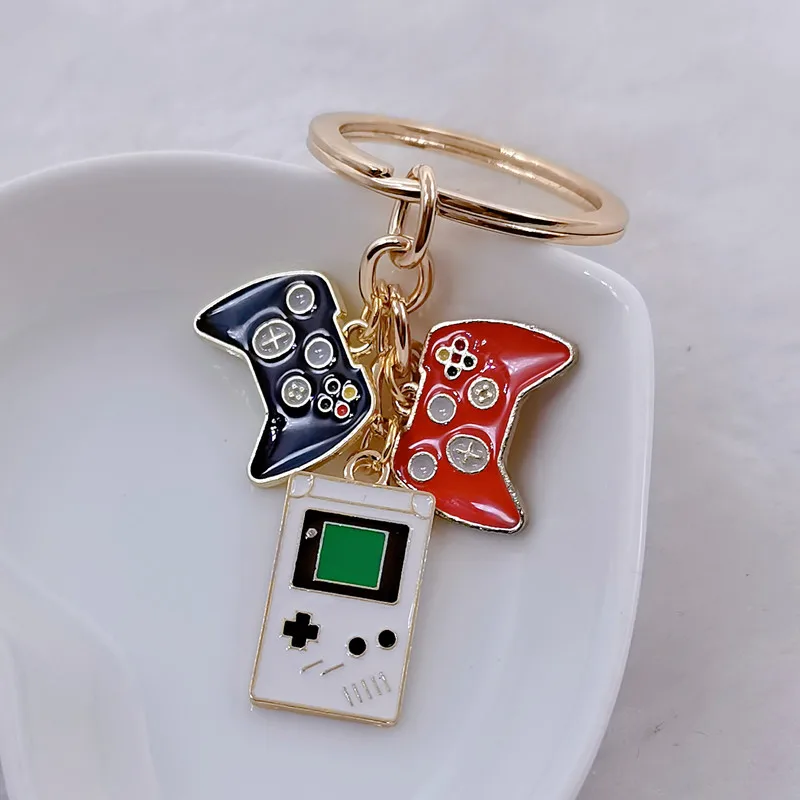 Game console key chain and key ring cute enamel game handle joystick key chain key chain car hanging