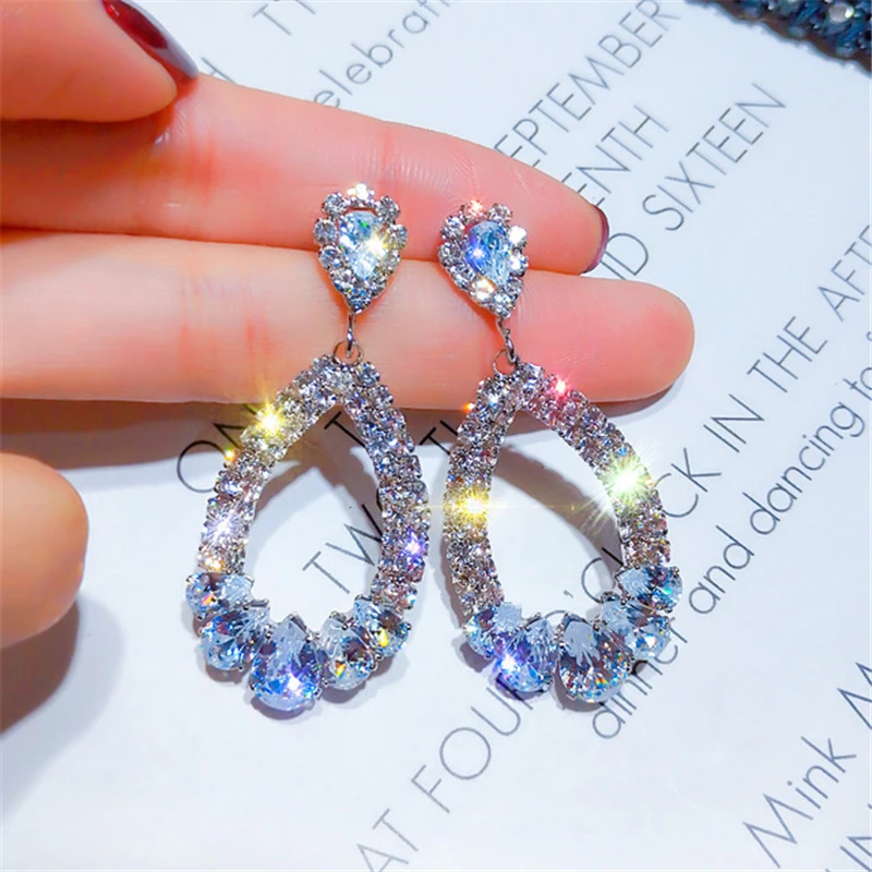 

NEW 925 silver needle rhinestone circle crystal from Swarovskis earrings temperament Korean personality wild Halloween Day gift