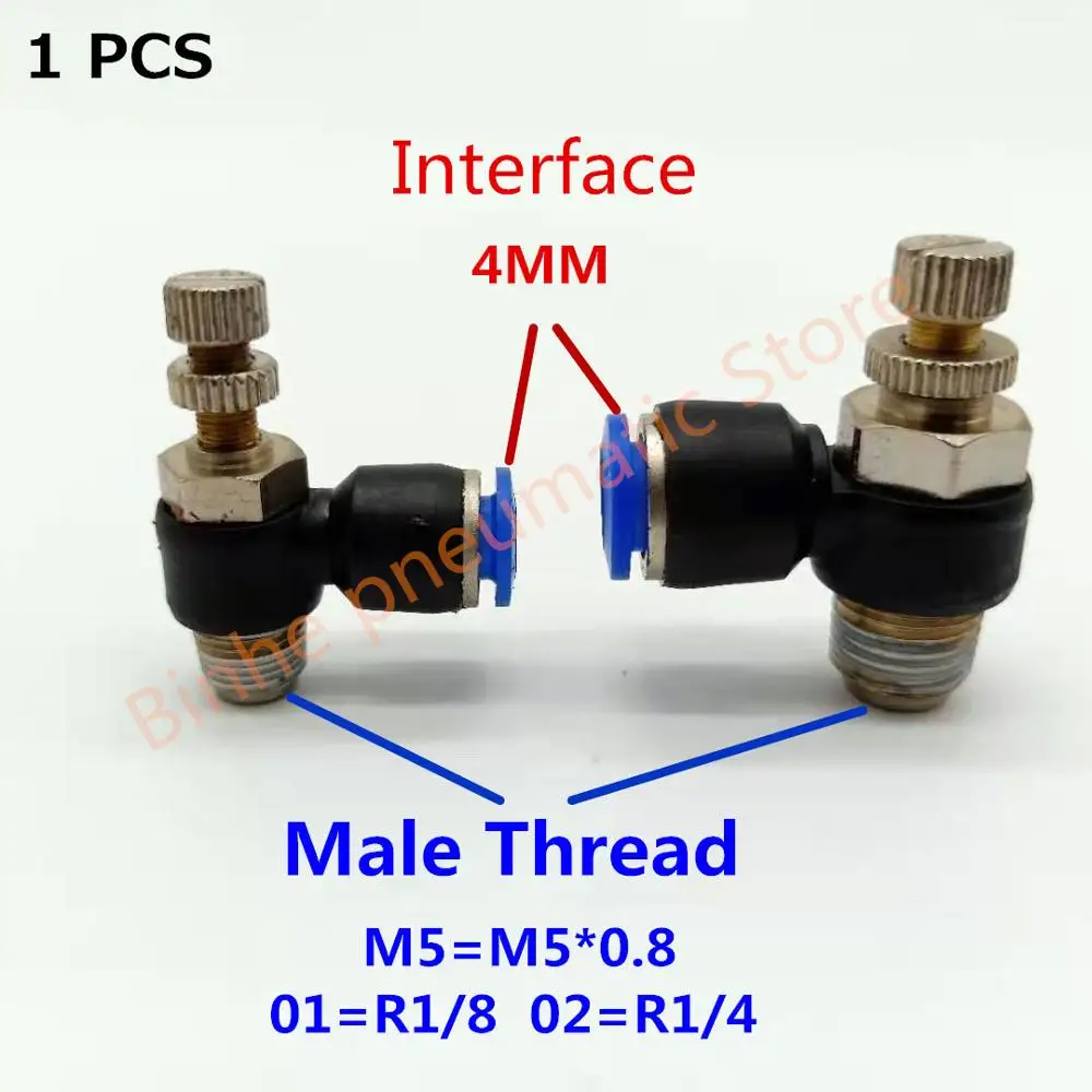 SL4-M5 SL4-01 SL4-02 pneumatic throttle valve L-type quick joint cylinder speed control valve connection accessories 4mm trachea