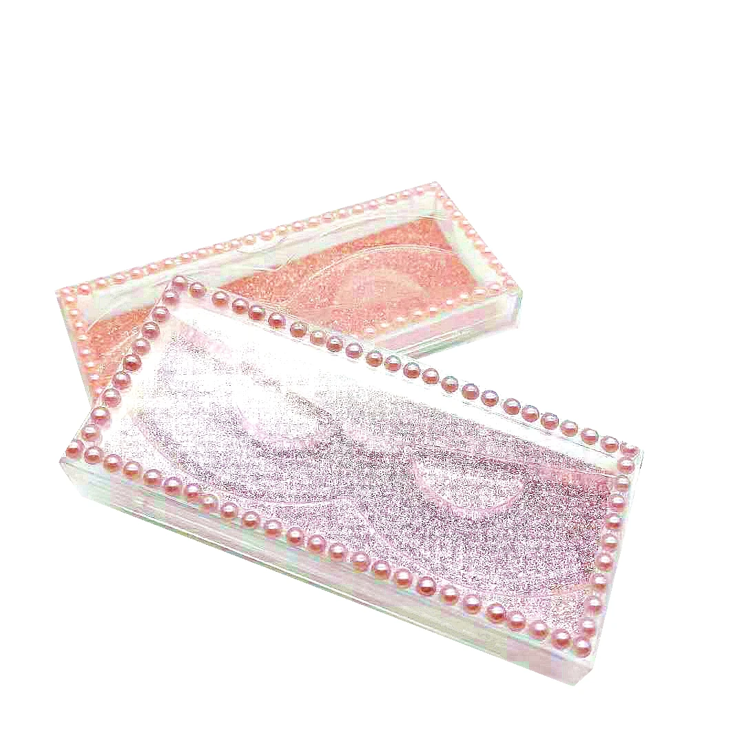 wholesale 10 pcs customizable logo empty plastic pearl eyelash packaging box case 18mm - 25mm mink lashes box