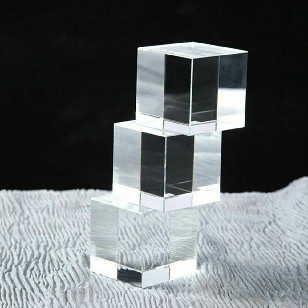 Optical Cube Prism Hexahedron Transparent K9 Crystal Glass Photography Props Decoration