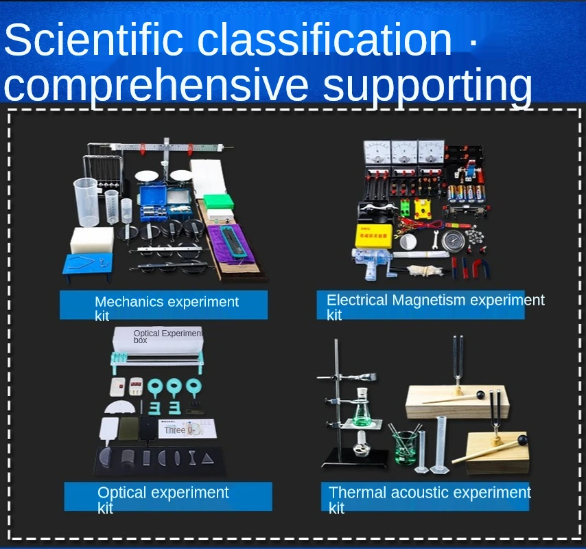 A Complete Set of Experimental Equipment Box for Junior High School Physics, Electromagnetics, Optics and Mechanics Experiments