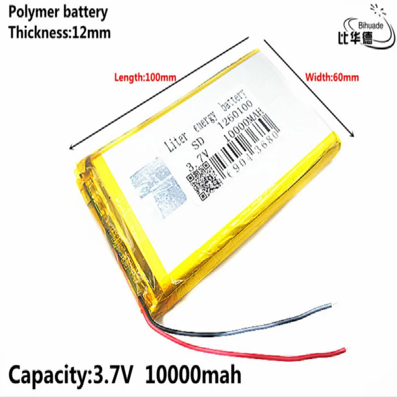 Liter energy battery Good Qulity 3.7V,10000mAH 1260100 Polymer lithium ion / Li-ion battery for tablet pc BANK,GPS,mp3,mp4