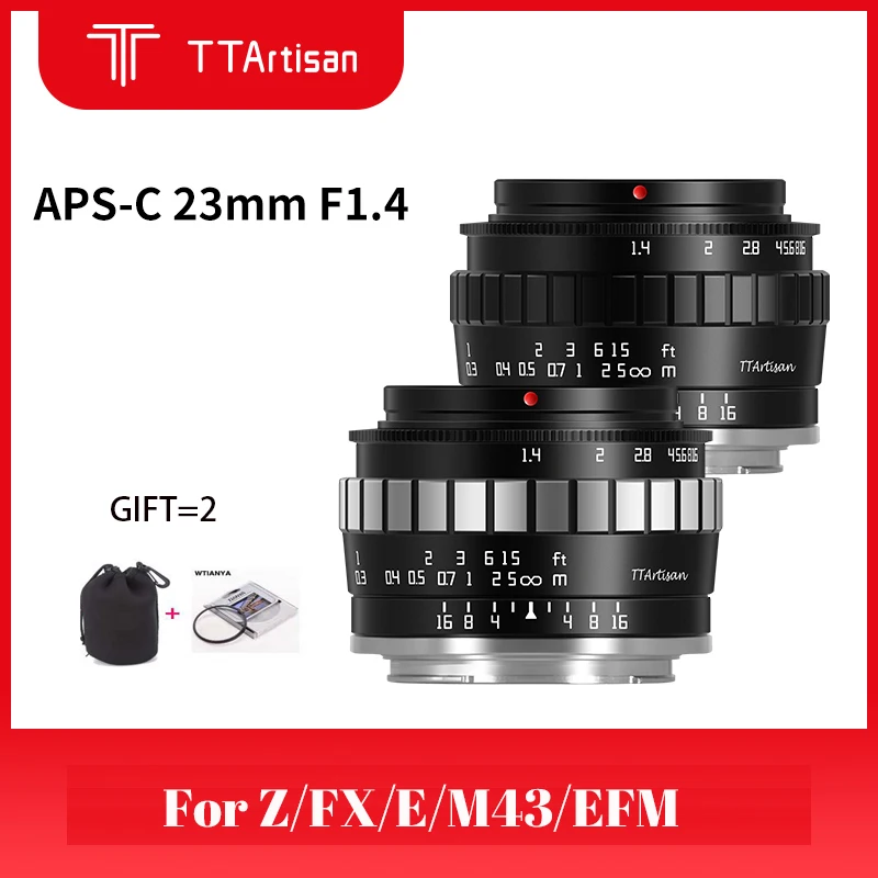 

TTArtisan 23 мм F1.4 Большая диафрагма фиксированный фокус микро одиночный объектив подходит для E / FX/ m43/ EF-M