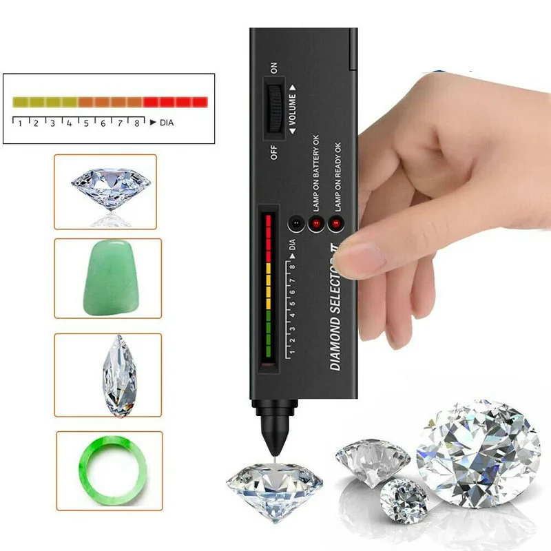 

Professional Diamond Gems Tester Pen Portable Gemstone Selector Tool LED Indicator High Accurate Reliable Jewelry Test Tool