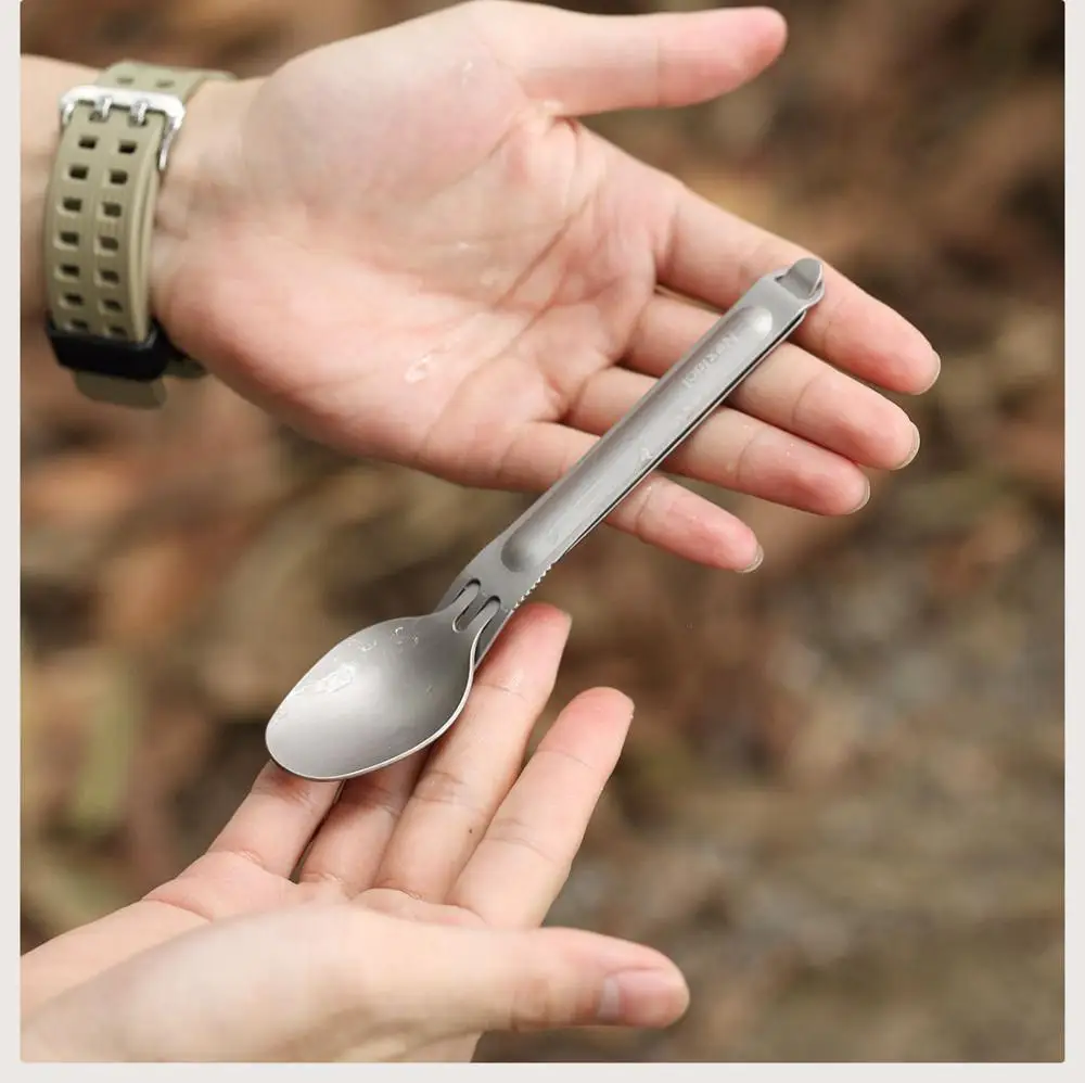Youpin NexTool شوكة ملعقة 2 في 1 التيتانيوم النقي انفصال المحمولة الرياضة في الهواء الطلق التخييم نزهة أدوات المائدة صحية مريحة