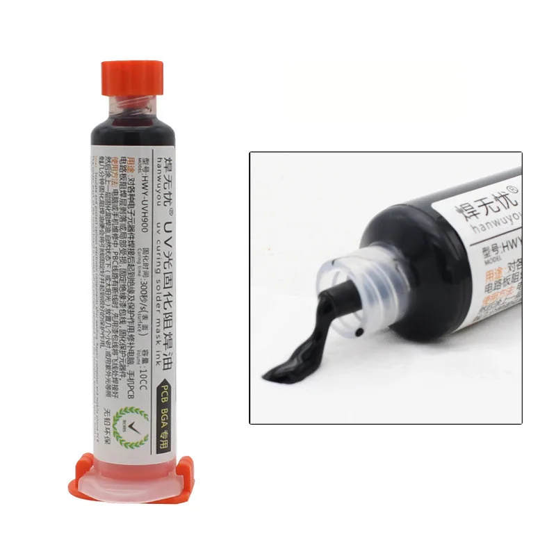 1pc UV Curable Solder Mask With Tip & Push 10CC For PCB BGA Circuit Board Protect Soldering Paste Flux Cream Welding Fluxes Oil