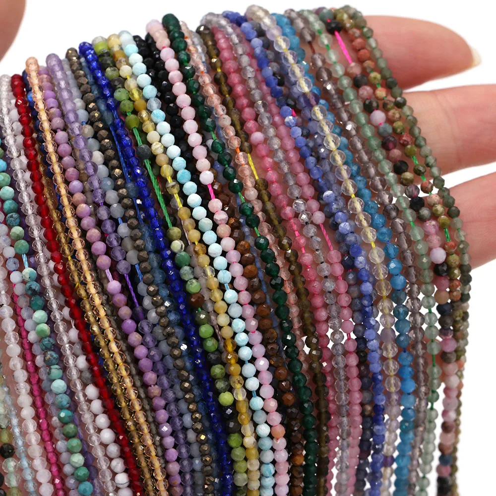 1string Faceted Stone Beads Spinels Stone Round Beads Mixed Color for Jewelry Making DIY Bracelet Necklace Accessories 2-3mm